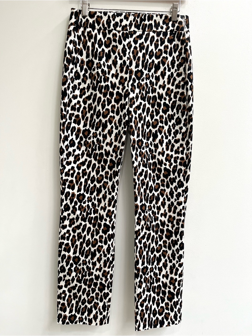 J. Crew Remi Leopard Animal Print Pants Size 4 Tall Stretchy Straight Leg